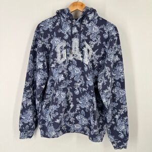 Gap x LoveShackFancy Size Small Blue Floral Toile Logo Hoodie Sweatshirt